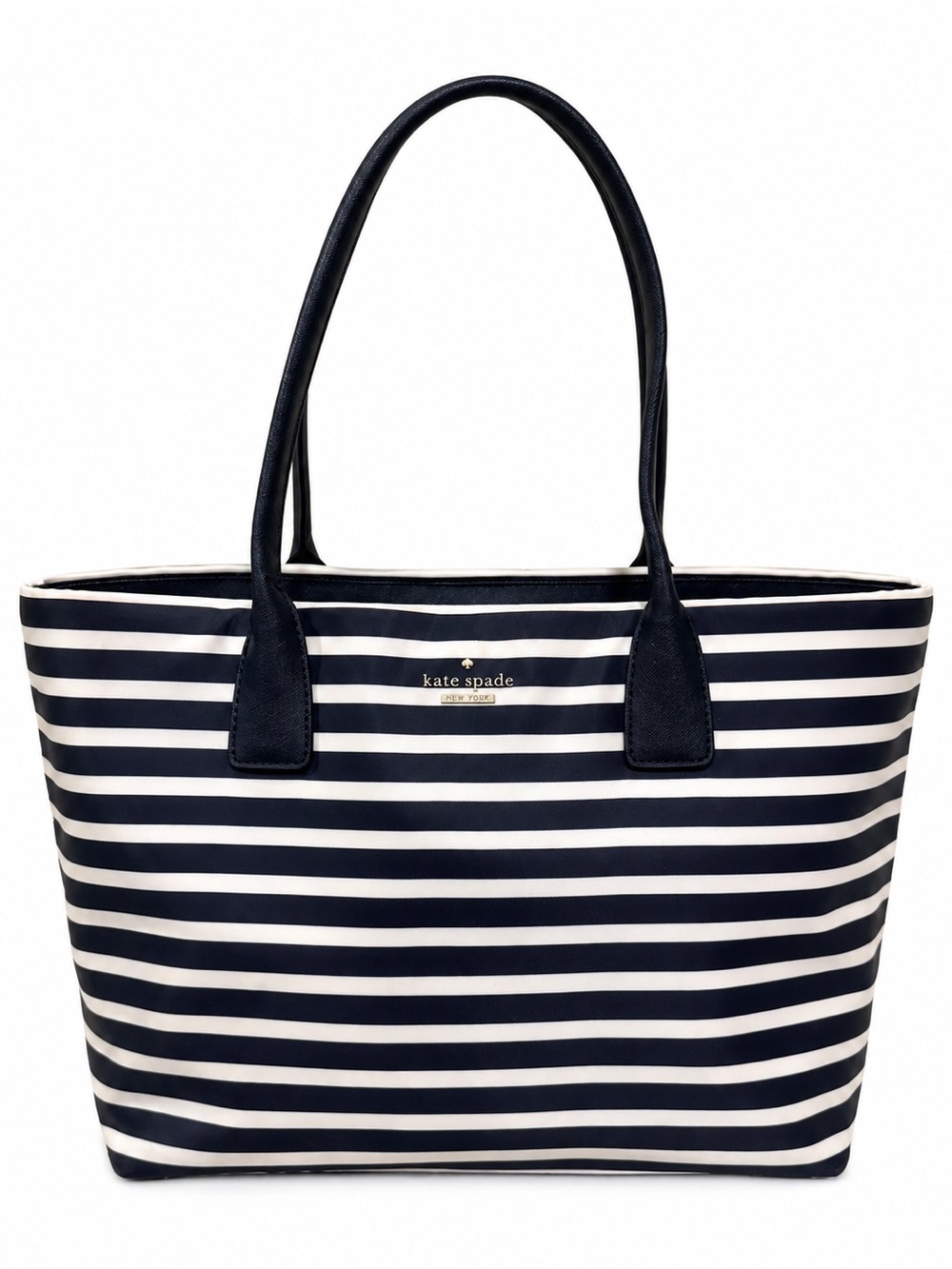 Kate Spade Storybook Lining Black & White Striped Nylon Tote